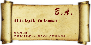 Blistyik Artemon névjegykártya
